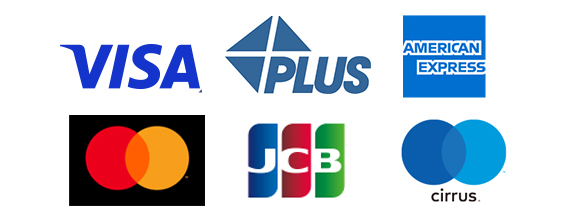 VISA PLUS、AMERICANEXPRESS、MasterCard Cirrus、JCB Cirrus
