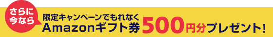 さらに今なら限定キャンペーンでもれなくAmazonギフト券500円分プレゼント!