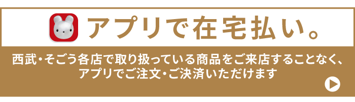 アプリで在宅払い。西武・そごう各店で取り扱っている商品をご来店することなく、アプリでご注文・ご決済いただけます