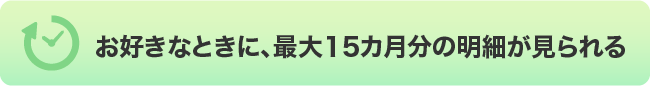 お好きなときに、最大15ヶ月分の明細がみられる