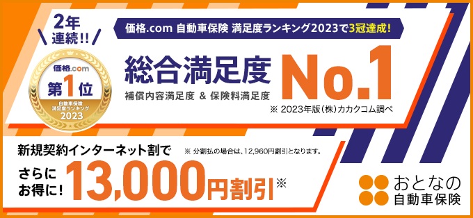 価格com 自動車保険 満足度ランキング2022で3冠達成！