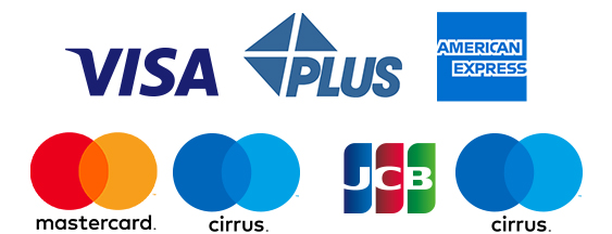 VISA PLUS、AMERICANEXPRESS、MasterCard Cirrus、JCB Cirrus