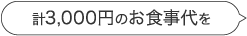 計3,000円のお食事代を