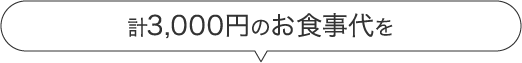 計3,000円のお食事代を